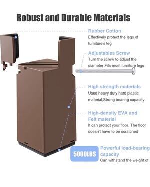Adjustable Furniture 4 Inch Risers, 4 Pack Bed Risers w/ Screw Clamp Brown